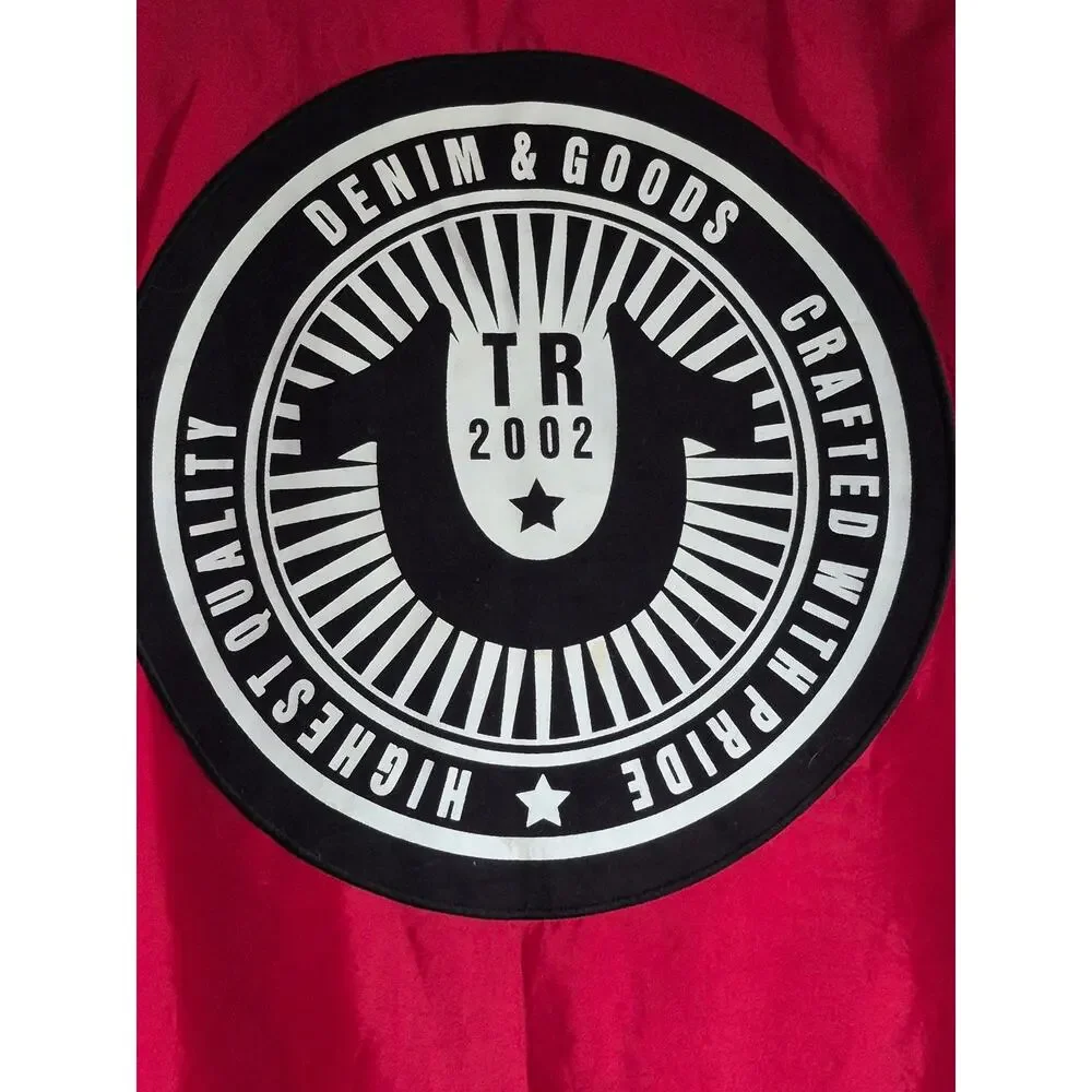 True Religion Varsity Jacket Mens XL Red Vintage 2002 Graphic Logo Streetwear